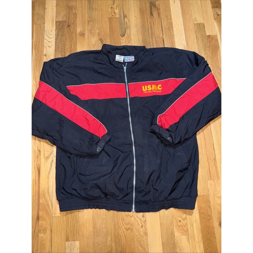 90s Vintage USMC Warm Up Windbreaker Light Jacket‎ Size 2XL